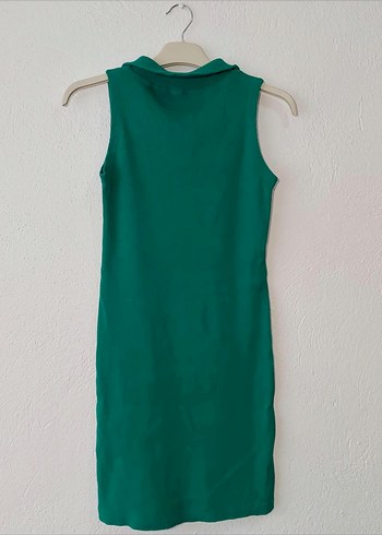 Yeşil Yakalı Kolsuz Midi Elbise - Görsel 3