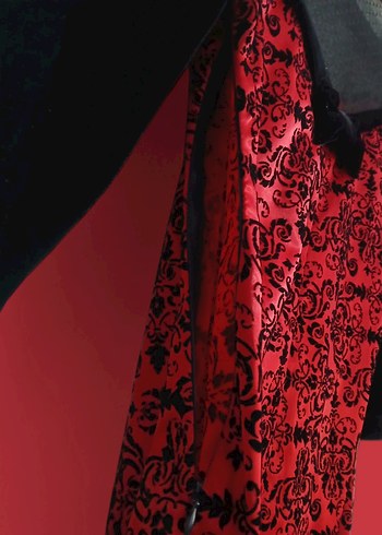 Klasik Zarafet Kırmızı Dantelli Uzun Kollu Elbise - Görsel 5