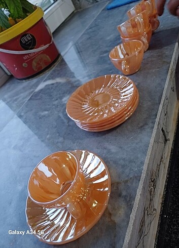  Beden turuncu Renk 6 parça fincan Takımı 