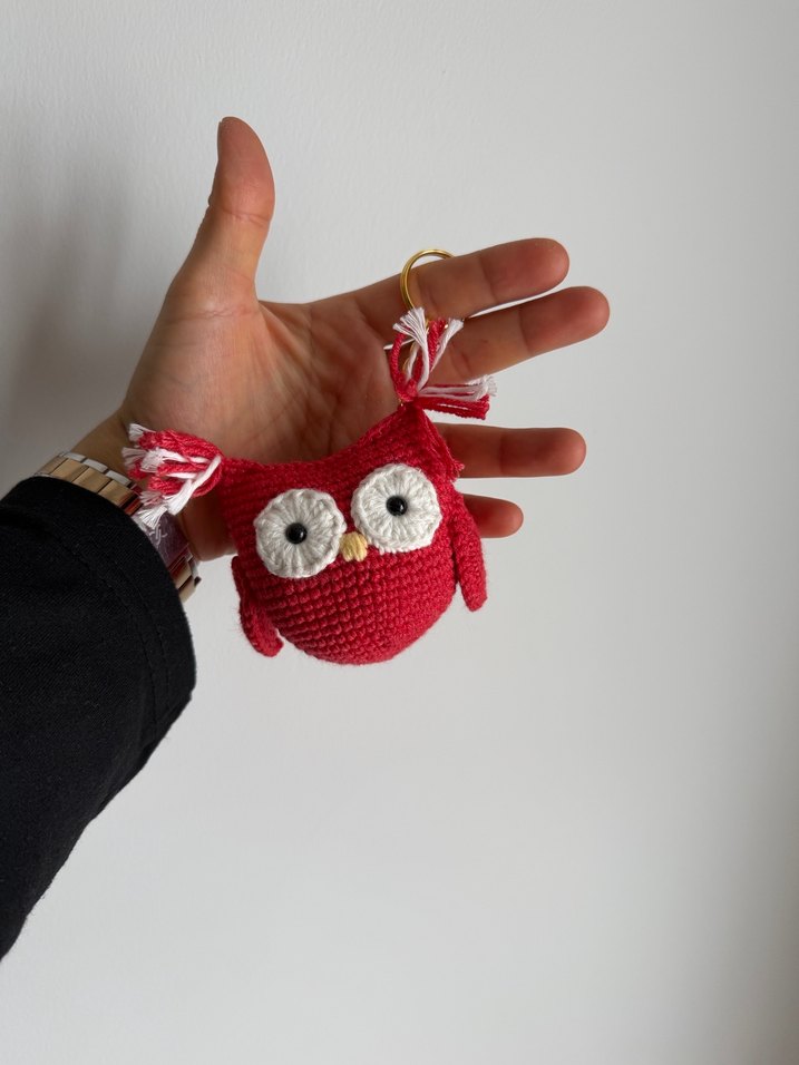 Renkli Amigurumi Baykuş Anahtarlık - Görsel 3
