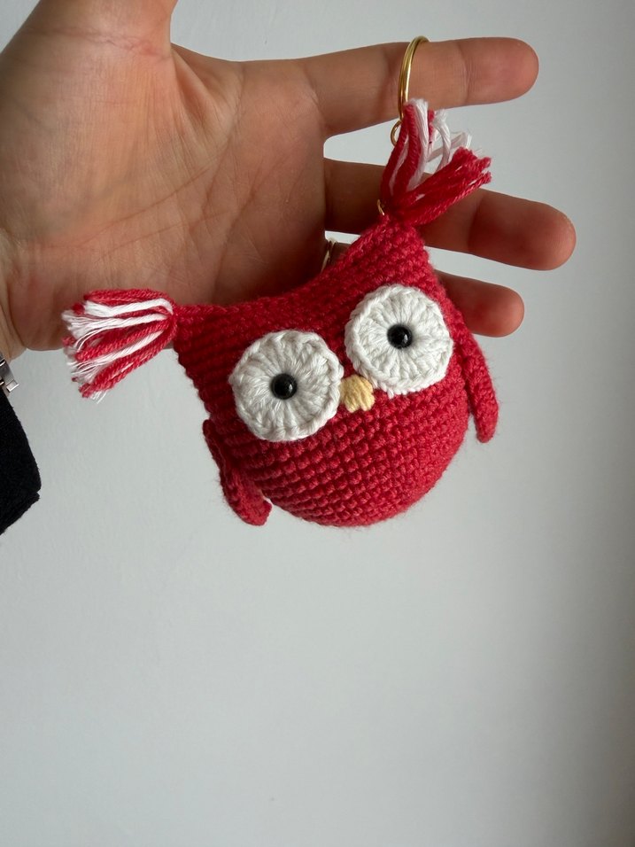 Renkli Amigurumi Baykuş Anahtarlık - Görsel 2