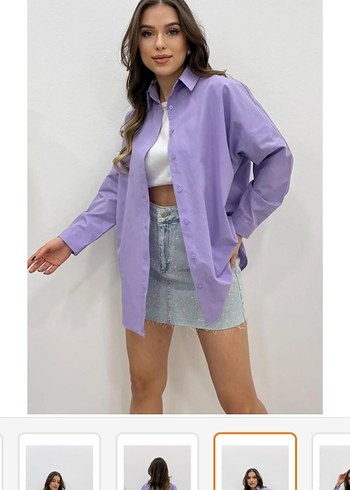 s Beden mor Renk oversize gömlek