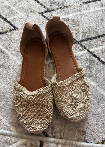 Bambi Bej Cicekli Bohem Espadril