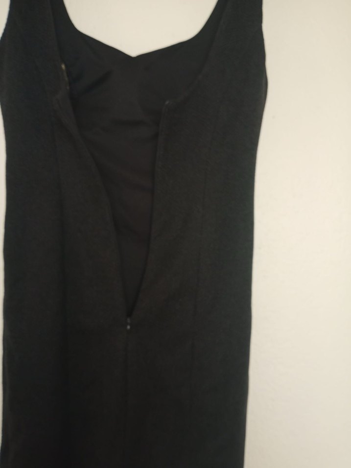 Siyah V Yakalı Midi Kadın Elbise - Görsel 3