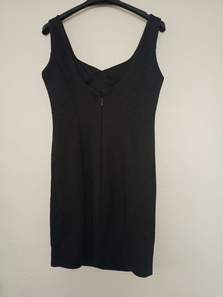 Siyah V Yakalı Midi Kadın Elbise - Görsel 2