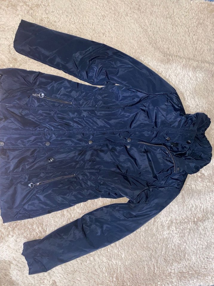 Kadın Lacivert Parlak Midi mont - Görsel 2