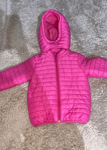Kapüşonlu Kız Çocuk Pembe Mont - Görsel 2
