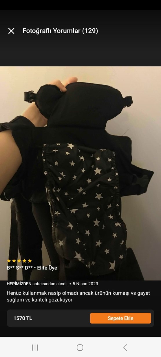 Siyah Bebek Taşıyıcı 125 cm Standart Bel Ölçüsü - Görsel 2