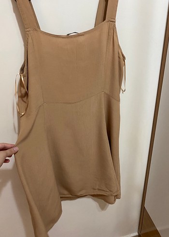 LC Waikiki Bej Düğmeli Midi Elbise