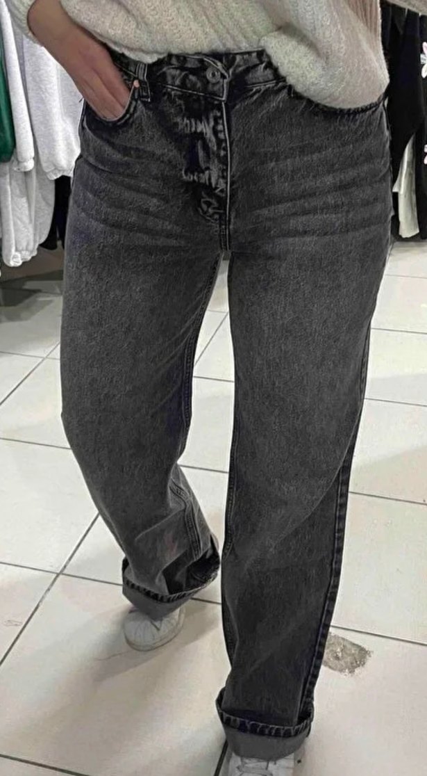 Gri Batik Desenli Bol Kesim Pantolon - Görsel 3