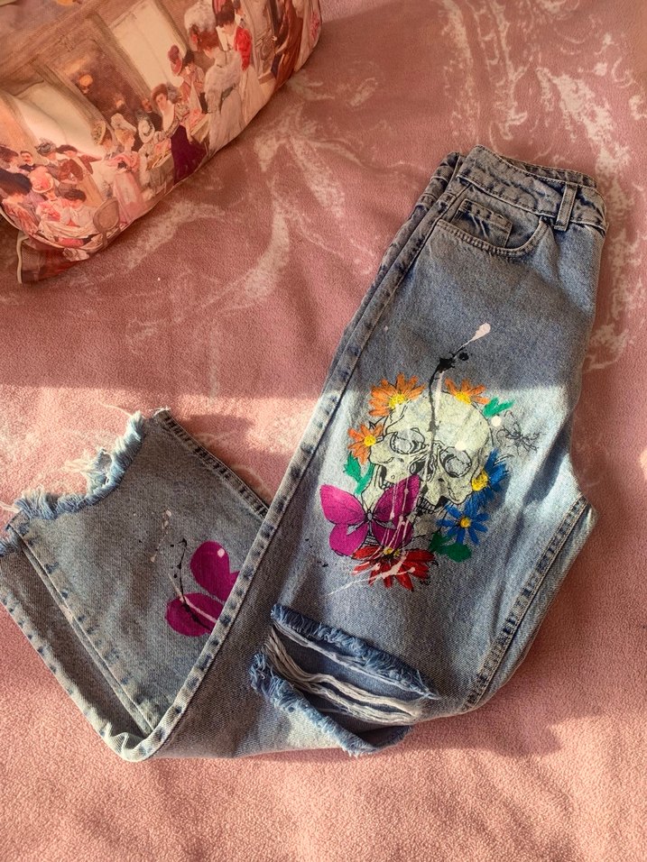 Custom Desenli Çok Renkli Mom Jean - Görsel 3