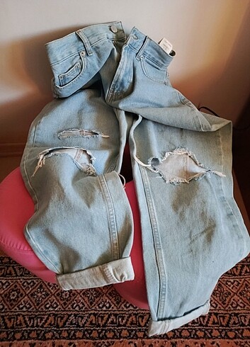 26 Beden mavi Renk Mom kot pantolon