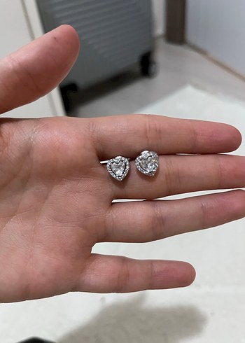  Beden beyaz Renk Beyaz Taşlı pandora Yüzük ve Küpe Seti