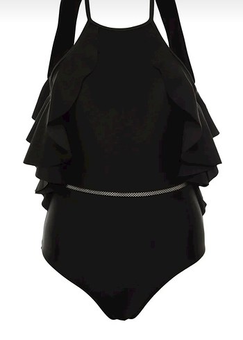 Siyah Fırfırlı Mini Askılı Mayo - Görsel 4