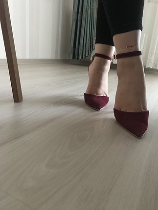 Diğer İNCE TOPUK BORDO BİLEKTEN BAĞLAMALI STİLETTO