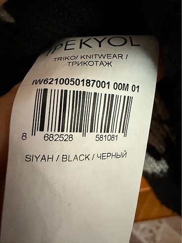 m Beden İpekyol Siyah Taşlı Kayak Kazak