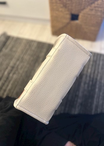 Bej Deri Fermuarlı Tote Çanta - Görsel 5