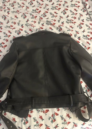 Siyah Kadın Deri Biker Ceket - Görsel 3