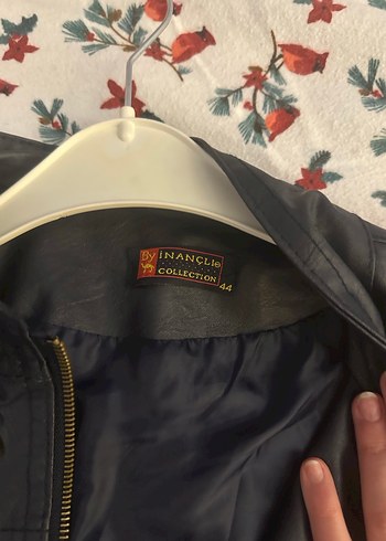 Lacivert Fermuarlı Deri Biker Ceket - Görsel 4