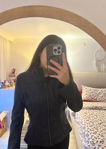 Lacivert Fermuarlı Deri Biker Ceket - Görsel 3