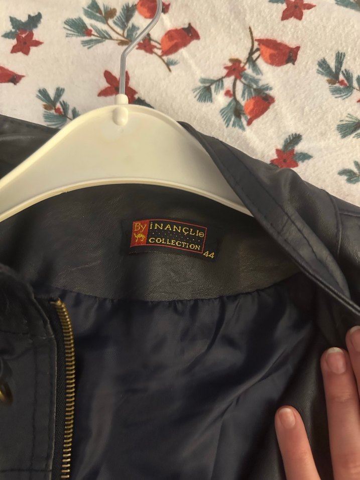 Lacivert Fermuarlı Deri Biker Ceket - Görsel 4