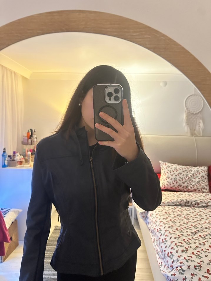 Lacivert Fermuarlı Deri Biker Ceket - Görsel 3