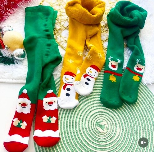 Yılbaşı temalı çocuk havlu külotlu çorap - Görsel 2