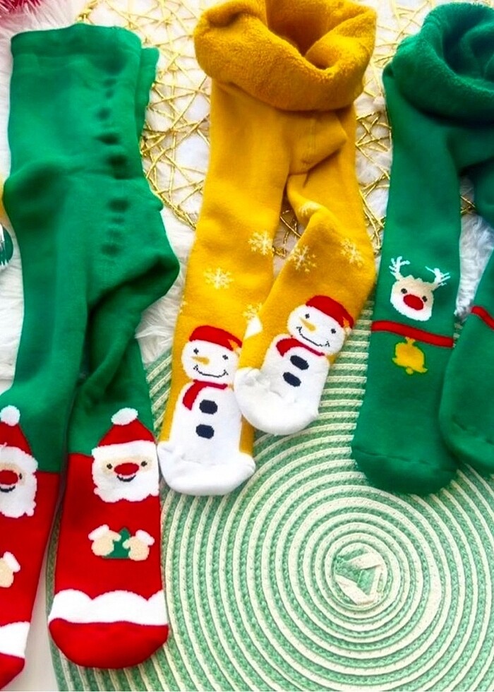 Yılbaşı temalı çocuk havlu külotlu çorap - Görsel 2