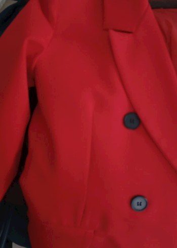 Diğer Kırmızı Düğmeli Kadın Blazer Ceket