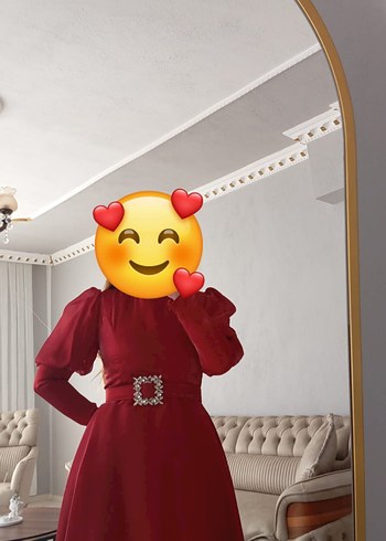 Abiye Bordo Uzun Kollu Drapeli Abiye Elbise