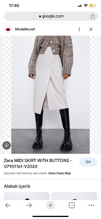 Zara Zara Midi etek ekru