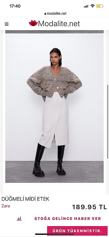 Zara Midi etek ekru