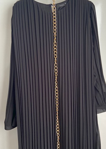 Zincir Detaylı Siyah Uzun Elbise - Görsel 4