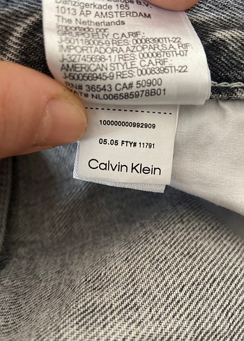 Calvin Klein Gri Düğmeli Bol Kesim Kot Pantolon - Görsel 6
