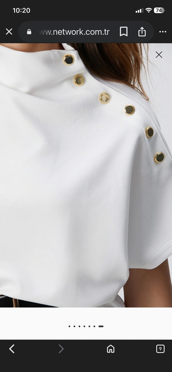 Düğmeli Beyaz Mini Bluz - Görsel 4