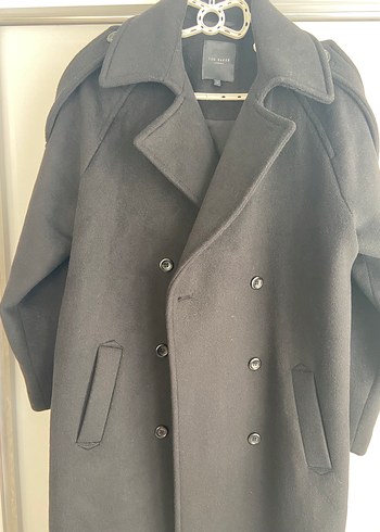 Siyah Çift Düğmeli Kaban - Görsel 2