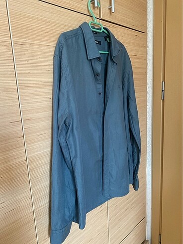 Mavi marka slim fit kışlık koyu gri gömlek