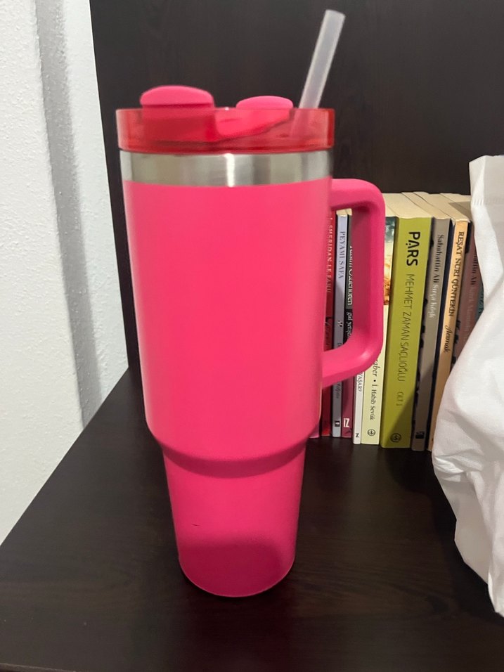 Pembe Renkli Büyük Kulplu Bardak - Görsel 5