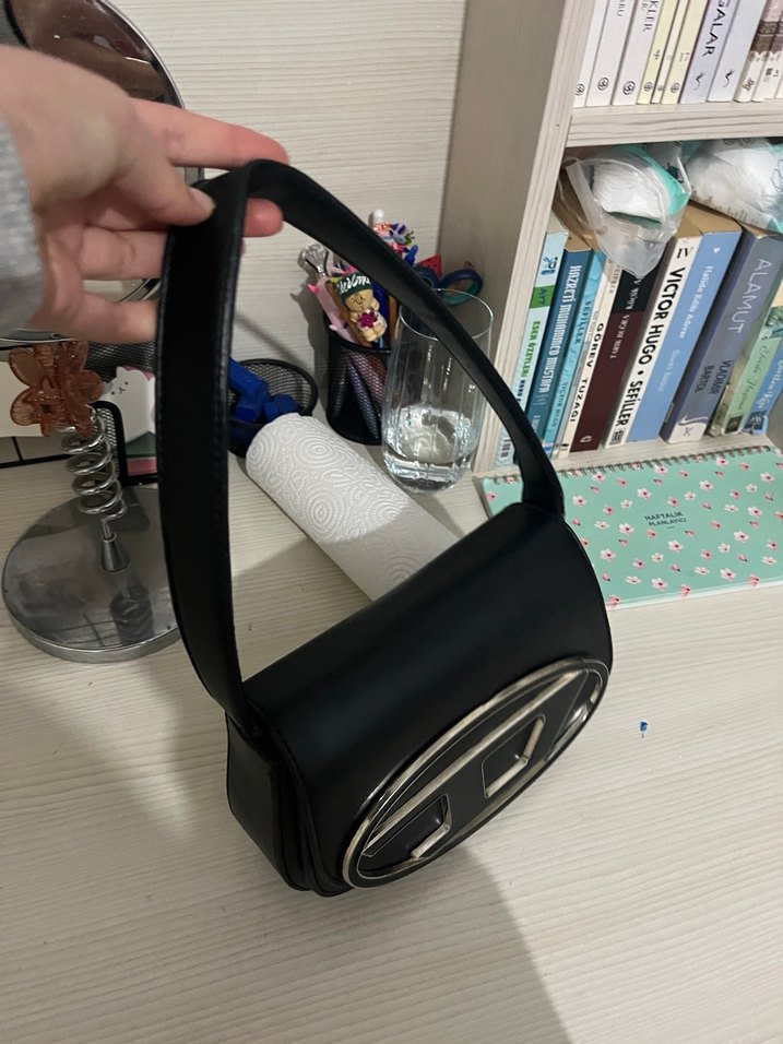 Tokalı Siyah Deri Kadın Çanta - Görsel 4