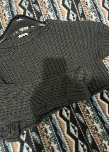 Gri Örgü Kadın Triko Kazak - Görsel 3