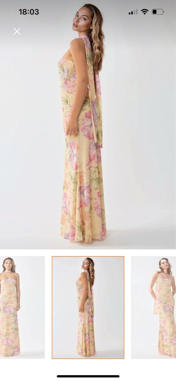 Bej Çiçekli Bohem Uzun Elbise - Görsel 4