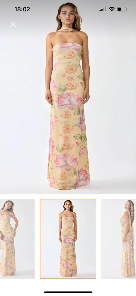 Bej Çiçekli Bohem Uzun Elbise - Görsel 3