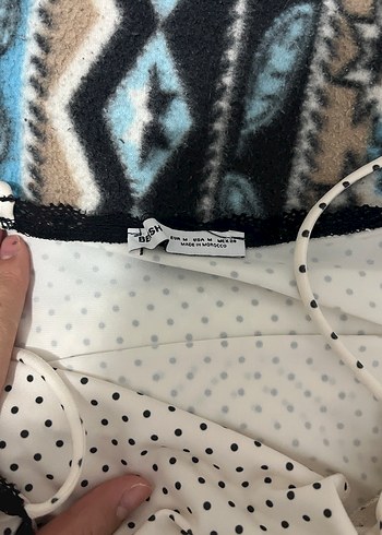 Beyaz Puantiyeli uzun elbise - Görsel 4