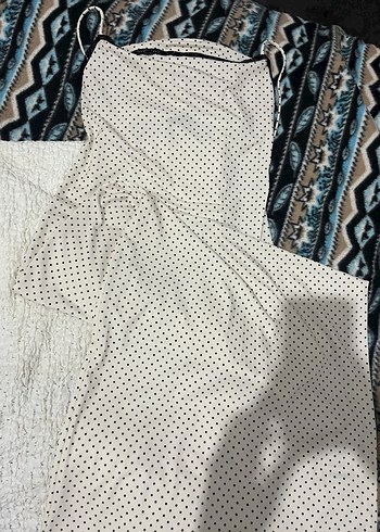 Beyaz Puantiyeli uzun elbise - Görsel 3