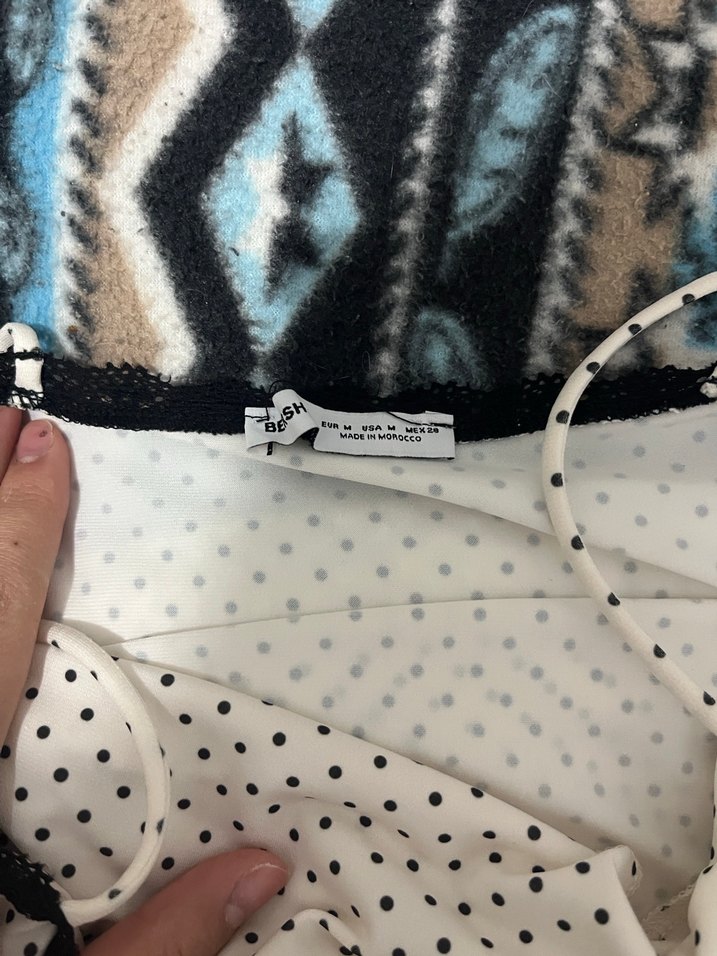 Beyaz Puantiyeli uzun elbise - Görsel 4