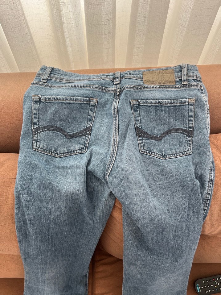 Mavi düşük bel vitage pantolon - Görsel 4