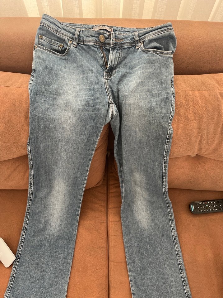 Mavi düşük bel vitage pantolon - Görsel 3