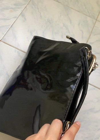  Beden siyah Renk Siyah Parlak Deri Klasik Kadın Çantası