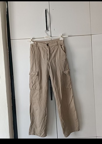 Bej Midi Keten Rahat Kesim Kadın Pantolon