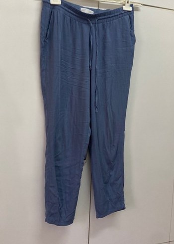 LC Waikiki Kadın Mavi Keten Bol Kesim Pantolon